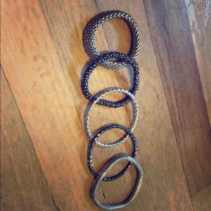 5 Silver & gun metal stretchy bangles from H&M